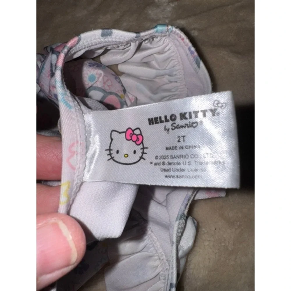 Hello Kitty Sanrio Toddler Girls Pink Floral Ruffle One Piece Swimsuit 2T (E)
